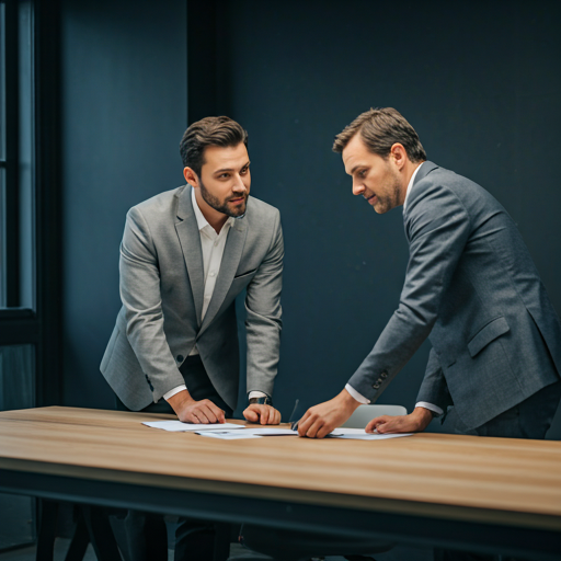 Professional consultants collaborating in a modern boardroom